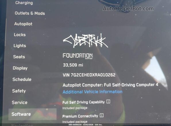 7G2CEHEDXRA010262 2024 TESLA CYBERTRUCK Черный Панорамный вид салона 360°