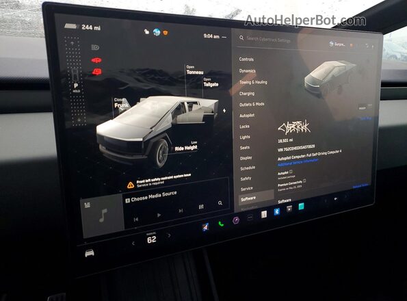 7G2CEHEDXSA070628 2025 TESLA CYBERTRUCK Серебряный Вид щитка приборов