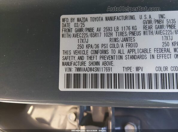 7MMVAADW4SN117691 2025 MAZDA CX-50 HYBRID Серый Вид подкапотного пространства