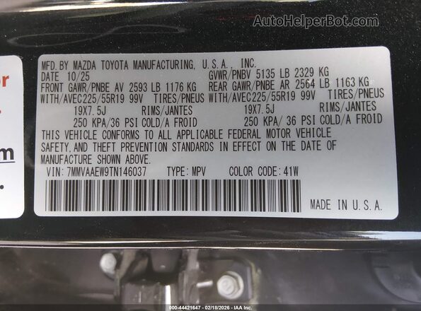 7MMVAAEW9TN146037 2026 MAZDA CX-50 HYBRID Черный Вид подкапотного пространства