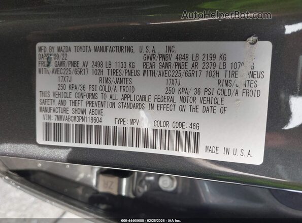 7MMVABCM3PN118604 2023 MAZDA CX-5 Gray Vista del compartimento del motor
