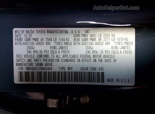 7MMVABDL5TN465464 2026 MAZDA CX-5 Серый Панорамный вид салона 360°
