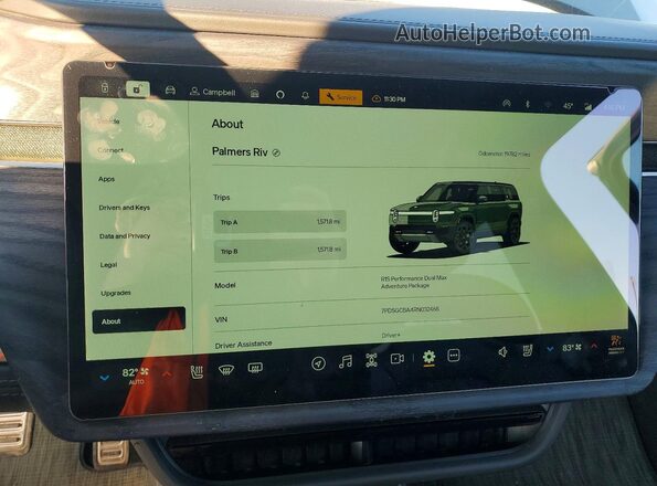7PDSGCBA4RN032468 2024 RIVIAN R1S Green ხელსაწყოთა პანელის ხედი