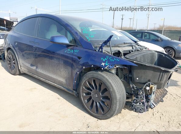7SAXCBE57NF363929 2022 TESLA MODEL X Синий Передняя правая четверть