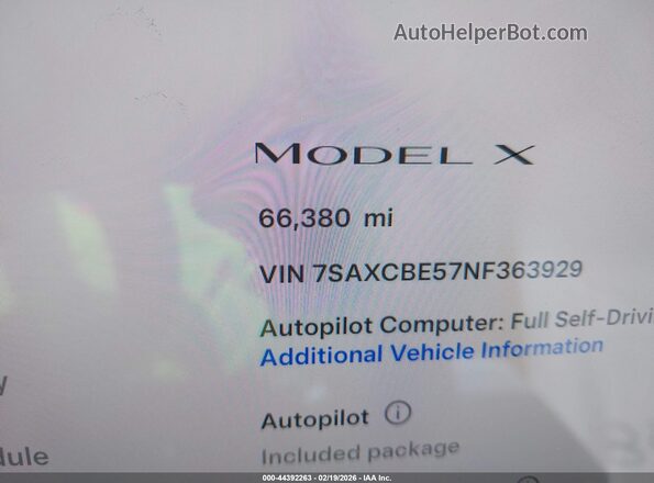 7SAXCBE57NF363929 2022 TESLA MODEL X Синий 