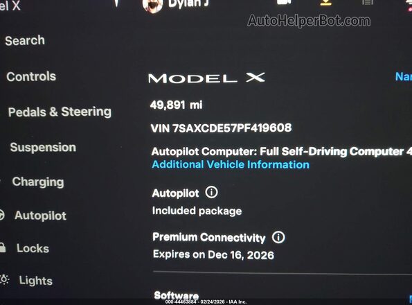 7SAXCDE57PF419608 2023 TESLA MODEL X Черный 