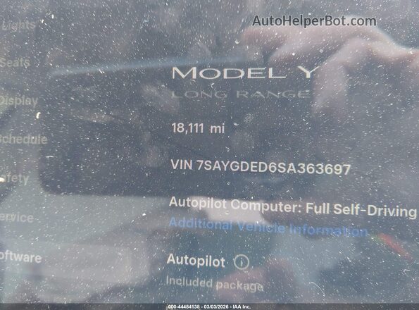 7SAYGDED6SA363697 2025 TESLA MODEL Y Gray 