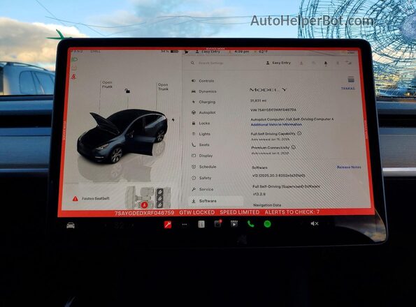 7SAYGDEDXRF046759 2024 TESLA MODEL Черный Вид щитка приборов
