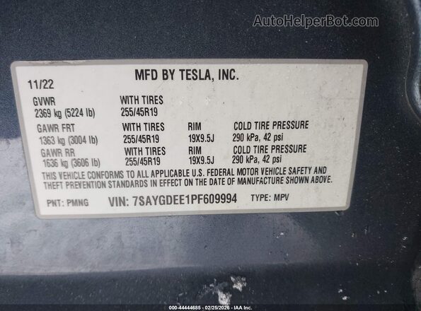 7SAYGDEE1PF609994 2023 TESLA MODEL Y Зеленый Вид подкапотного пространства