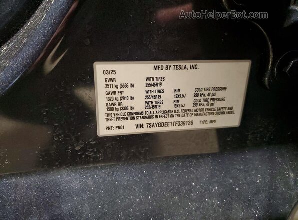 7SAYGDEE1TF339126 2026 TESLA MODEL Gray სალონის 360-გრადუსიანი ხედი