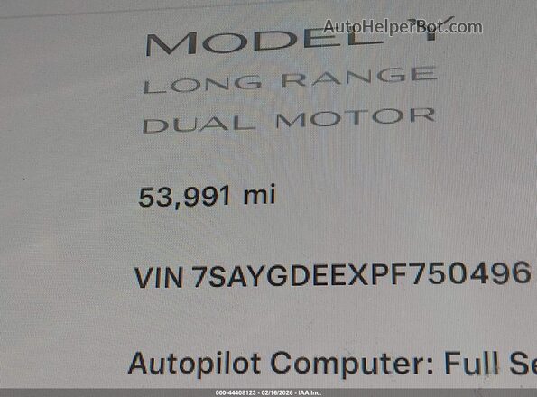 7SAYGDEEXPF750496 2023 TESLA MODEL Y Черный Панорамный вид салона 360°