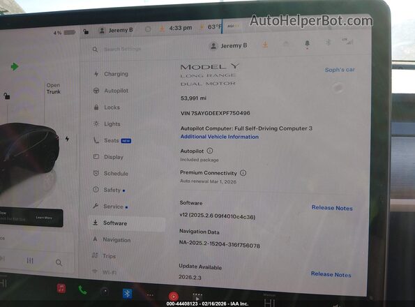 7SAYGDEEXPF750496 2023 TESLA MODEL Y Черный Вид задних сидений