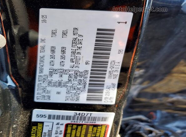 7SVAAABA9TX079280 2026 TOYOTA SEQUOIA Black Vista de la etiqueta del VIN