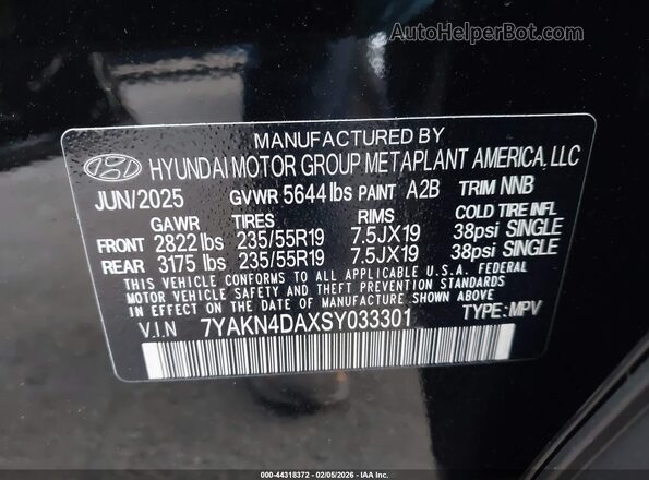 7YAKN4DAXSY033301 2025 HYUNDAI IONIQ 5 Черный Вид подкапотного пространства