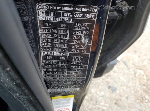 SALVP2RX8JH298015 2018 LAND ROVER RANGE Черный Панорамный вид салона 360°