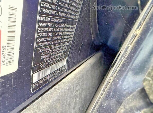 SALWR2VF1GA552189 2016 LAND ROVER RANGE Blue Rear interior view