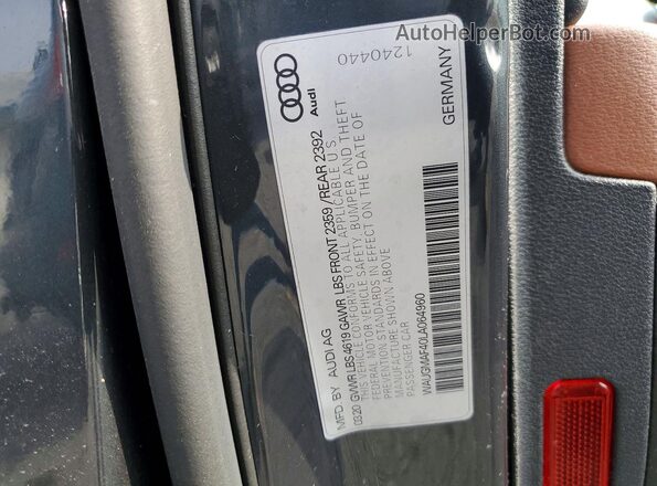 WAUGMAF40LA064960 2020 AUDI OTHER Серый Вид наклейки с VIN-кодом