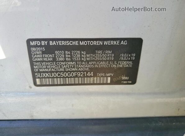 5UXKU0C50G0F92144 2016 BMW X6 Белый Панорамный вид салона 360°