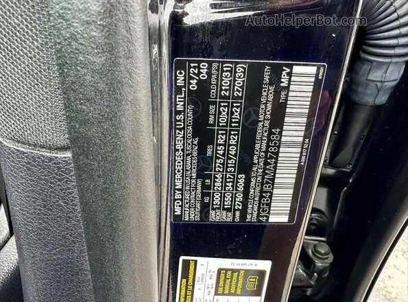 4JGFB4JB7MA478584 2021 MERCEDES-BENZ GLE Black Vista interior trasera