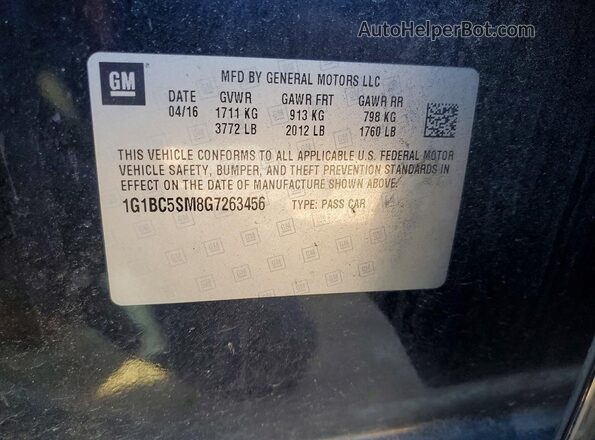 1G1BC5SM8G7263456 2016 CHEVROLET CRUZE Black Widok naklejki z numerem VIN