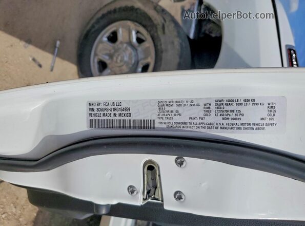 3C6UR5HJ1RG154959 2024 RAM 2500 Белый Вид наклейки с VIN-кодом