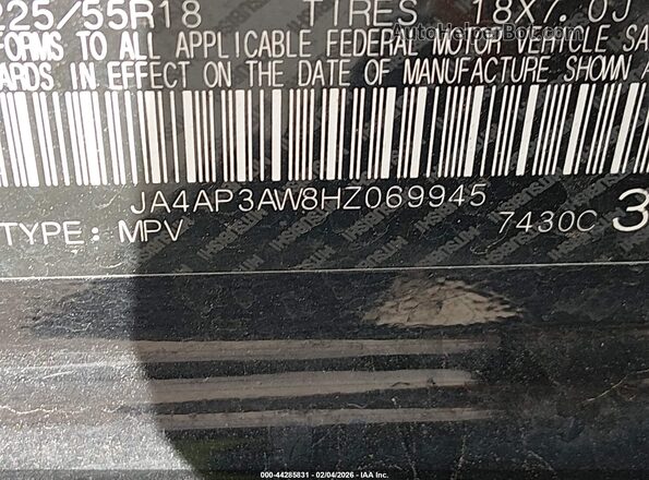 JA4AP3AW8HZ069945 2017 MITSUBISHI OUTLANDER SPORT Black Vista del compartimento del motor