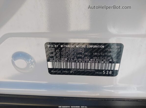 JA4ATVAA0PZ044290 2023 MITSUBISHI ECLIPSE CROSS Белый Вид подкапотного пространства