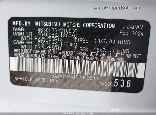 JA4ATVAA1RZ053583 2024 MITSUBISHI ECLIPSE CROSS Белый Вид подкапотного пространства
