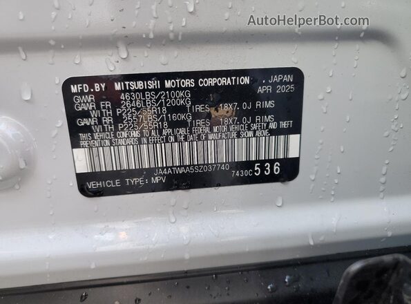 JA4ATWAA5SZ037740 2025 MITSUBISHI ECLIPSE Белый Вид наклейки с VIN-кодом