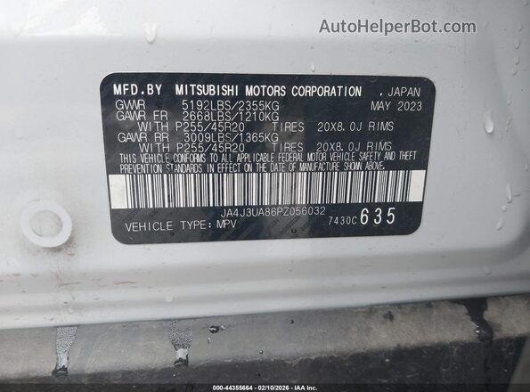 JA4J3UA86PZ056032 2023 MITSUBISHI OUTLANDER Белый Вид подкапотного пространства