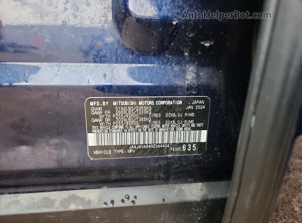 JA4J4VA84RZ044404 2024 MITSUBISHI OUTLANDER Синий Вид наклейки с VIN-кодом