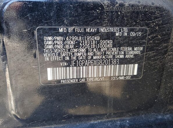 JF1GPAP6XG8201383 2016 SUBARU IMPREZA Черный Вид подкапотного пространства