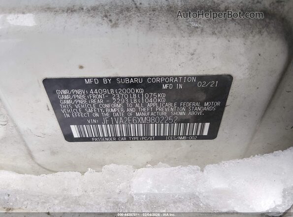JF1VA2E6XM9802252 2021 SUBARU WRX STI White Vista del compartimento del motor