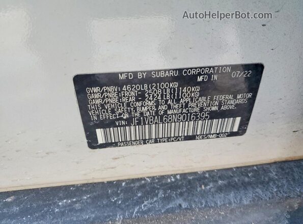 JF1VBAL68N9016395 2022 SUBARU WRX Белый Вид подкапотного пространства
