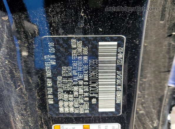 JF1ZCAC11G9603799 2016 SUBARU BRZ Black Widok naklejki z numerem VIN