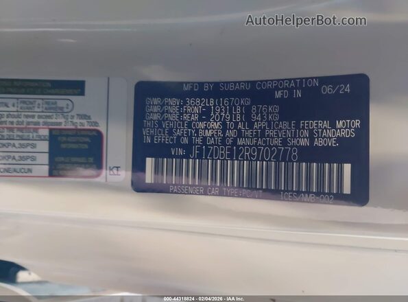 JF1ZDBE12R9702778 2024 SUBARU BRZ Белый Вид подкапотного пространства