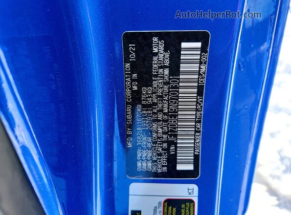 JF1ZDBE19N9701301 2022 SUBARU BRZ Синий Вид подкапотного пространства