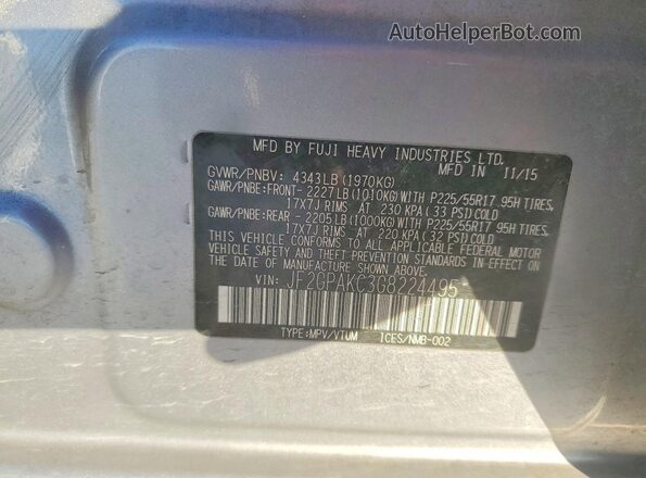 JF2GPAKC3G8224495 2016 SUBARU CROSSTREK Серебряный Вид наклейки с VIN-кодом