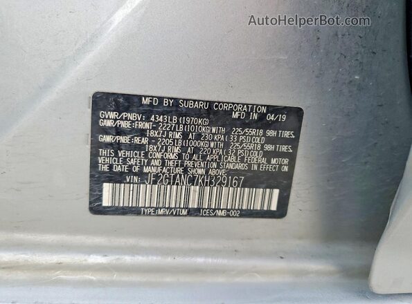JF2GTANC7KH329167 2019 SUBARU CROSSTREK Blue Вид підкапотного простору
