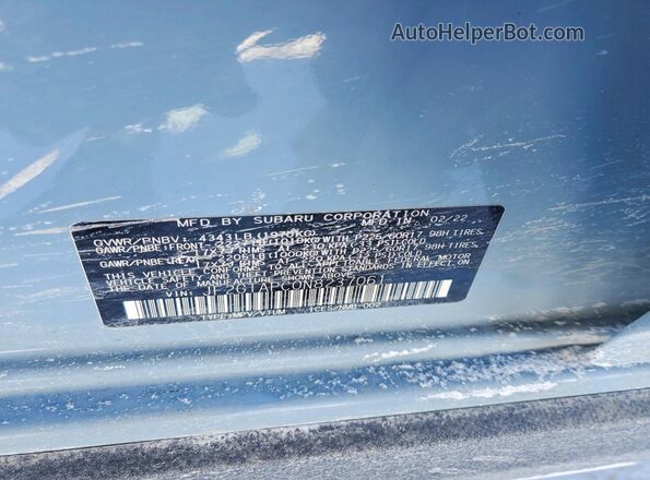 JF2GTAPC0N8237061 2022 SUBARU CROSSTREK Синий Панорамный вид салона 360°