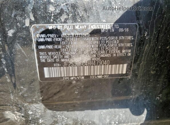 JF2SJGEC4HH479040 2017 SUBARU FORESTER2. Black Vista de la etiqueta del VIN