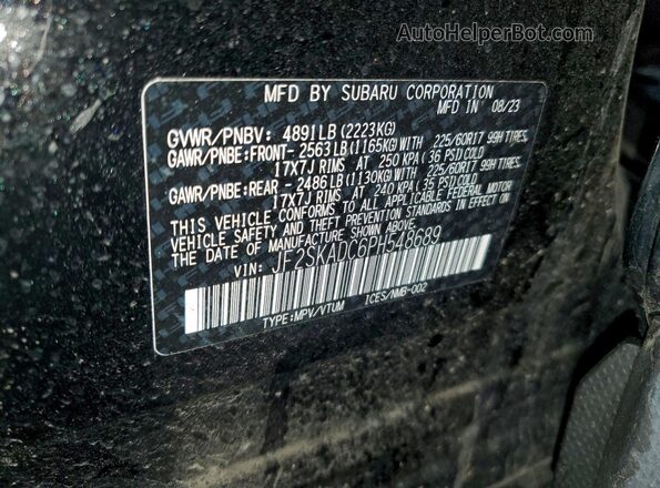JF2SKADC6PH548689 2023 SUBARU FORESTER Черный Вид наклейки с VIN-кодом