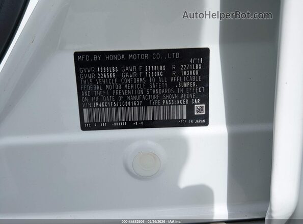 JH4KC1F57JC001637 2018 ACURA RLX Белый Вид подкапотного пространства