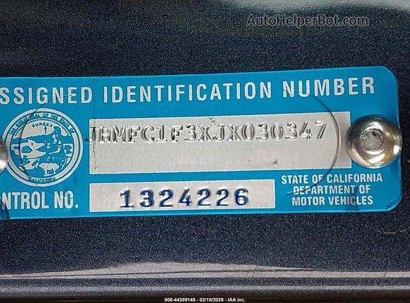 JHMFC1F3XJX030347 2018 HONDA CIVIC Синий Вид подкапотного пространства