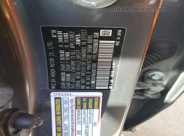JHMZC5F30JC017201 2018 HONDA CLARITY Gray ძრავის განყოფილების ხედი