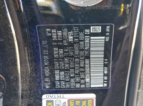 JHMZC5F35KC003098 2019 HONDA CLARITY Black Engine compartment view