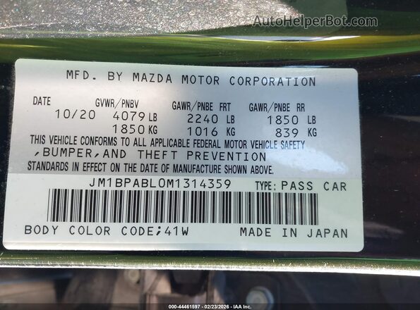 JM1BPABL0M1314359 2021 MAZDA 3 Black Շարժիչի բաժամունքի տեսք
