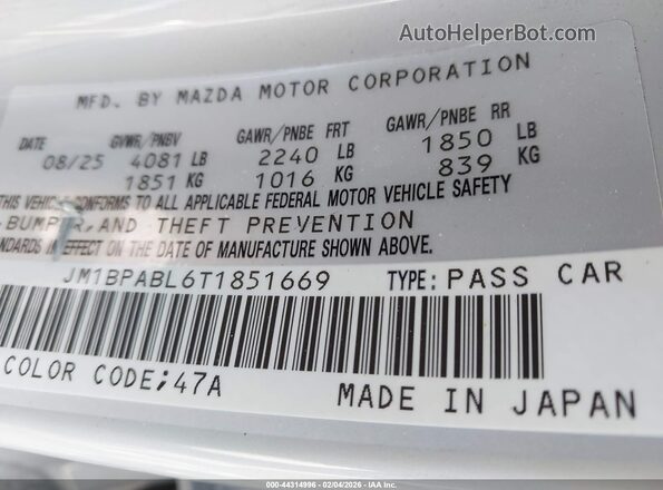JM1BPABL6T1851669 2026 MAZDA 3 Кремовый Вид подкапотного пространства