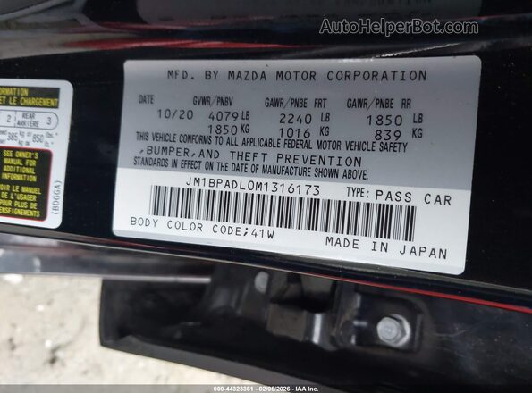 JM1BPADL0M1316173 2021 MAZDA 3 Black Շարժիչի բաժամունքի տեսք