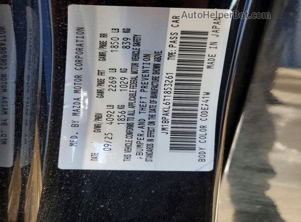 JM1BPAKL6T1853261 2026 MAZDA 3 Черный Вид наклейки с VIN-кодом